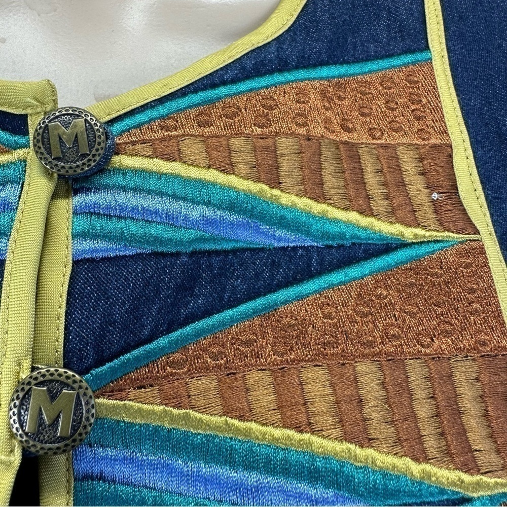 BOB MACKIE wearable art denim Shacket M southwestern heavy embroidered rodeo - Picture 8 of 14